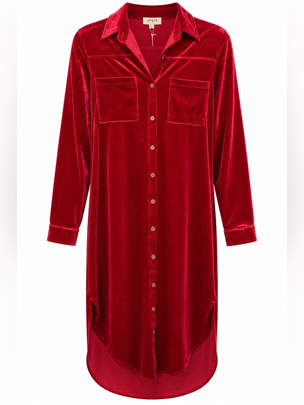 Umgee NEW Red Velvet / Velour Long Sleeve Dress size Small